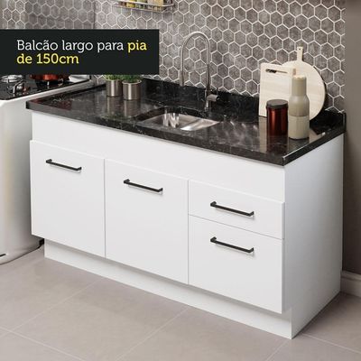 Cozinha Compacta 150002 Com Armário E Balcão Branco Branco