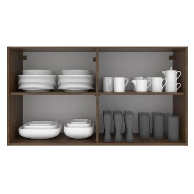 Armário Aéreo Madesa Stella 120 Cm 2 Portas Rustic