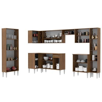 Cozinha Canto Reto Emilly 17 Portas 1 Gaveta Branco Madesa
