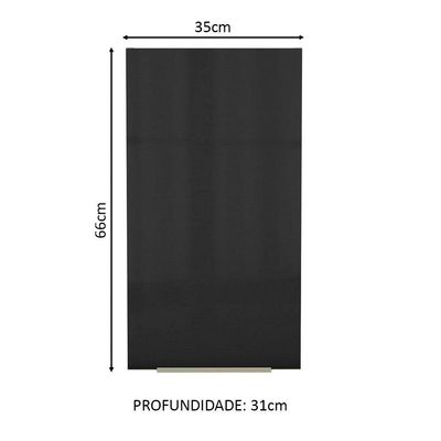Armário Aéreo Madesa Lux 35 cm 1 Porta Rustic e Preto