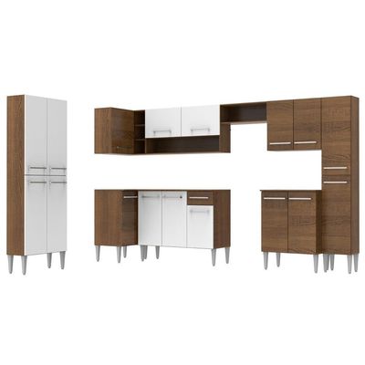 Cozinha Canto Reto Emilly 17 Portas 1 Gaveta Branco Madesa