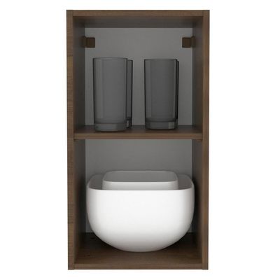 Armário Aéreo Madesa Lux 35 cm 1 Porta Rustic e Preto
