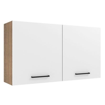 Armário Aéreo Agata 120 Cm 2 Portas - Rustic/branco Branco
