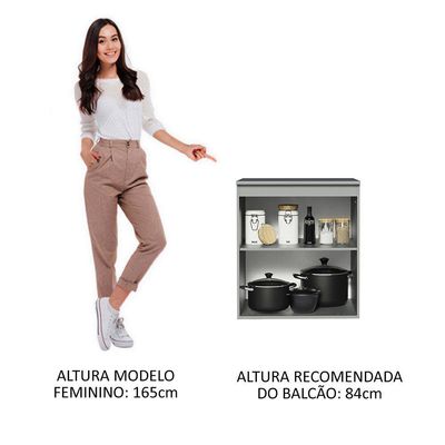 Balcão 60 Cm 1 Porta Suspenso Cinza Nice Madesa Cinza