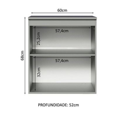Balcão 60 Cm 1 Porta Suspenso Cinza Nice Madesa Cinza
