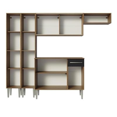 Armário De Cozinha Completa 229Cm Madesa 08 Rustic/Preto