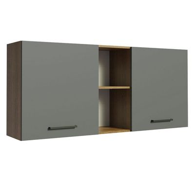 Armário Aéreo 150 Cm 2 Portas E 2 Nichos Rustic/Cinza