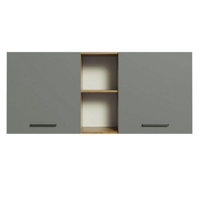 Armário Aéreo 150 Cm 2 Portas E 2 Nichos Rustic/Cinza