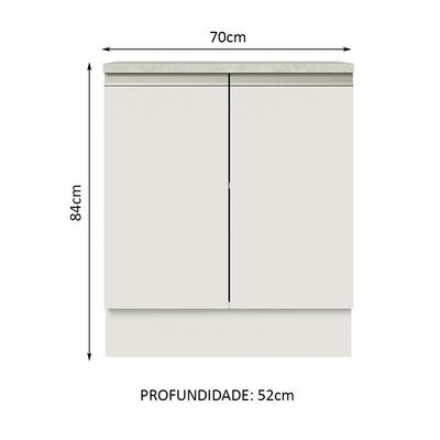 Balcão de Cozinha Madesa Glamy 70cm 2 Portas Branco