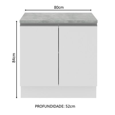 Balcão Acordes Glamy 100% MDF 80cm 2 Portas Branco Madesa