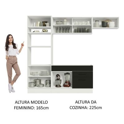 Cozinha Completa 270004 Com Armário E Balcão Branco/Preto