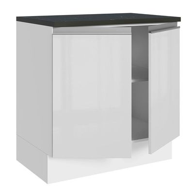 Balcão Acordes Glamy 100% MDF 80cm 2 Portas Branco Madesa