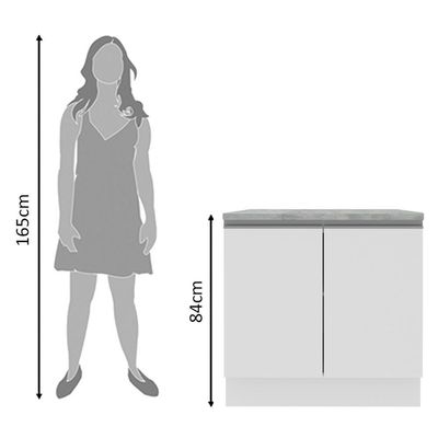 Balcão Acordes Glamy 100% MDF 80cm 2 Portas Branco Madesa