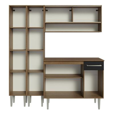 Armário De Cozinha Compacta 169cm Rustic/preto Emilly Madesa 13 Rustic/preto