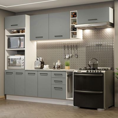 Cozinha Completa 290004 Com Armário E Balcão Branco/Cinza