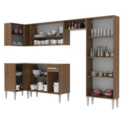 Cozinha Canto Reto Emilly 353 Armário e Balcão Rustic Madesa