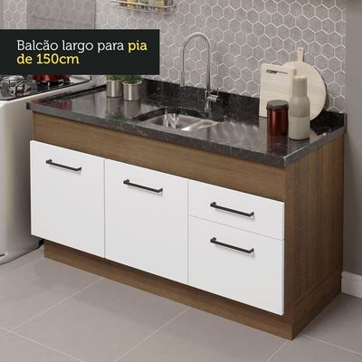 Cozinha Compacta 150002 Com Armário E Balcão Rustic/branco