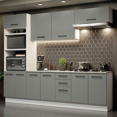 Cozinha Completa 270002 Com Armário E Balcão Branco/Cinza