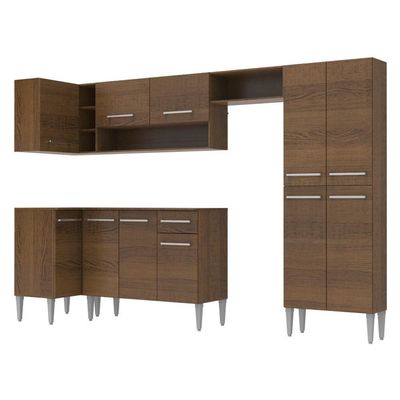 Cozinha Canto Reto Emilly 353 Armário e Balcão Rustic Madesa