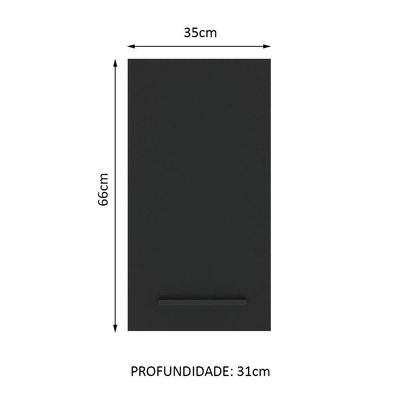 Armário Aéreo Madesa Agata 35cm 1 Porta Rustic Preto