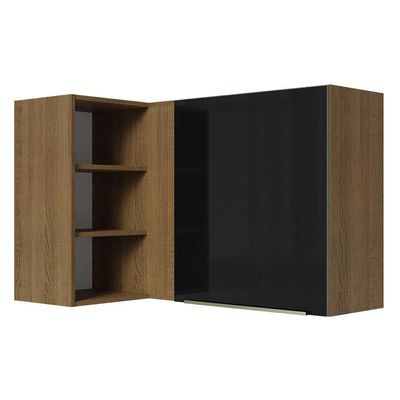 Armário Aéreo de Canto com Adega Madesa Lux 1P Preto