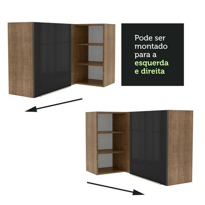 Armário Aéreo de Canto com Adega Madesa Lux 1P Preto