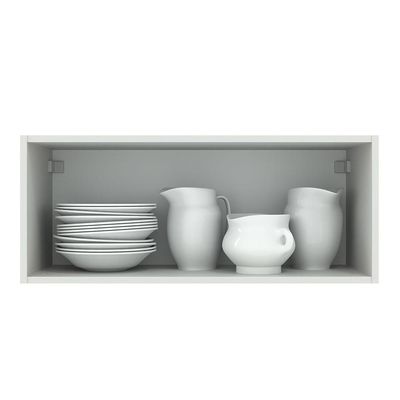 Armário Aéreo Madesa Agata 80 cm 1 Porta Branco e Cinza