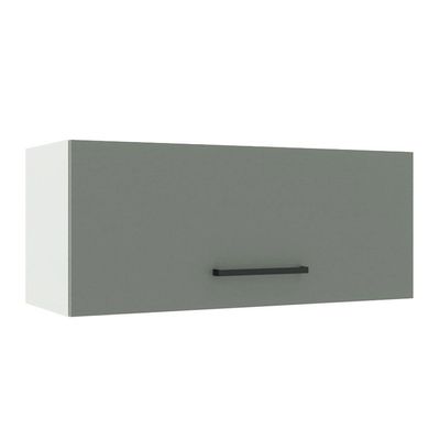 Armário Aéreo Madesa Agata 80 cm 1 Porta Branco e Cinza