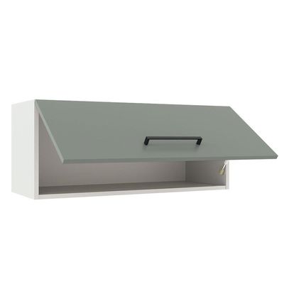Armário Aéreo Madesa Agata 80 cm 1 Porta Branco e Cinza
