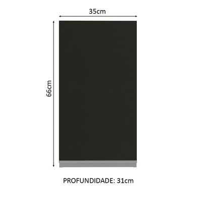 Armário Aéreo Glamy 35cm 1 Porta Rustic Preto