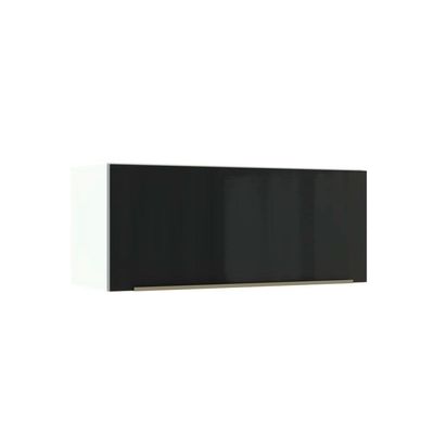 Armário Aéreo Lux 80cm 1 Porta Basculante Branco Preto