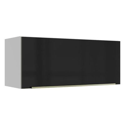 Armário Aéreo Lux 80cm 1 Porta Basculante Branco Preto