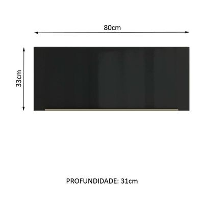 Armário Aéreo Lux 80cm 1 Porta Basculante Branco Preto