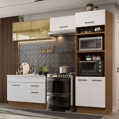Cozinha Completa 27000 Com Armário E Balcão Rustic/branco