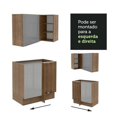 Cozinha Completa Madesa Lux Armário e Balcão Rustic/cinza