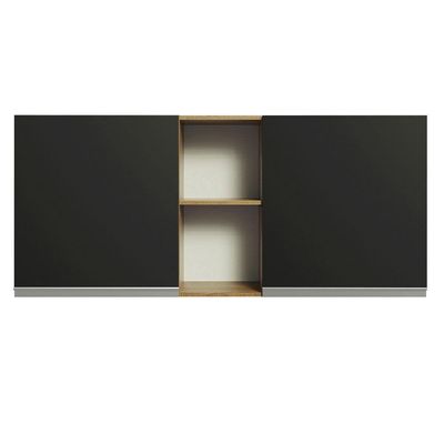 Armário Aéreo 150 Cm 2 Portas E 2 Nichos Rustic/Preto