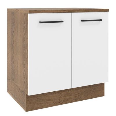 Balcão Agata 80 Cm 2 Portas - Rustic/branco Rustic/branco