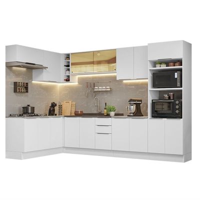 Armário De Cozinha Completa De Canto 499cm Branco Stella Madesa 03 Branco