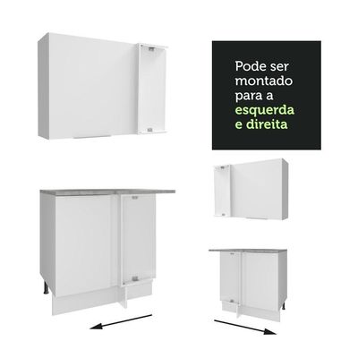 Armário De Cozinha Completa De Canto 499cm Branco Stella Madesa 03 Branco