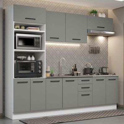 Cozinha Completa 270001 Com Armário E Balcão Branco/Cinza