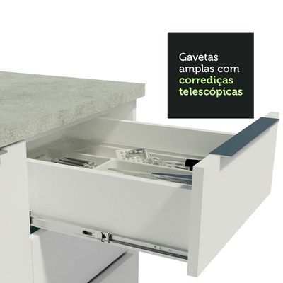 Armário De Cozinha Completa De Canto 499cm Branco Stella Madesa 03 Branco
