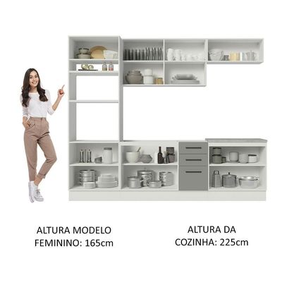 Cozinha Completa 270001 Com Armário E Balcão Branco/Cinza