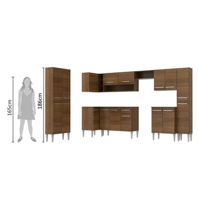 Cozinha Canto Reto Emilly 17 Portas 1 Gaveta Rustic Madesa