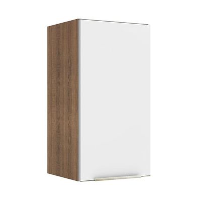 Armário Aéreo 35 Cm 1 Porta Rustic/Branco Veludo