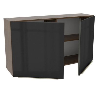 Armário Aéreo Madesa Lux 120 cm 2 Portas Rustic e Preto