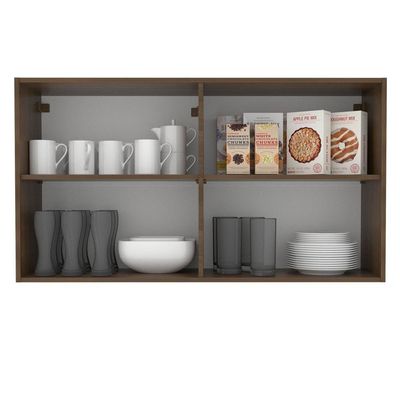 Armário Aéreo Madesa Lux 120 cm 2 Portas Rustic e Preto