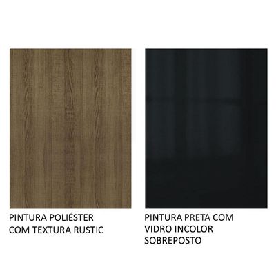 Armário Aéreo Madesa Lux 120 cm 2 Portas Rustic e Preto