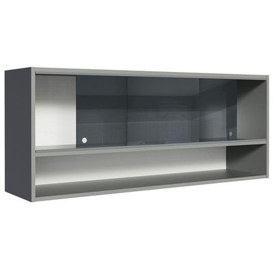 Armário Aéreo 2 Portas De Vidro Neutral E 1 Nicho Cinza