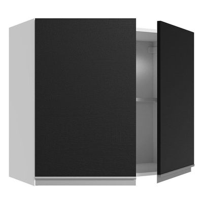 Armário Aéreo 100% Mdf 80 Cm 2 Portas Branco/preto Acordes