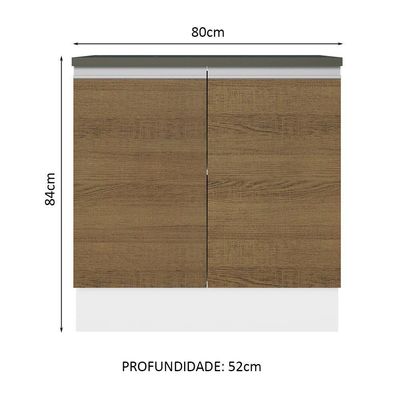 Balcão Acordes Glamy MDF 80 cm 2 Portas Branco/Rustic Madesa